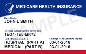 Image of a Medicare health insurance card for the page about chiropractic coverage